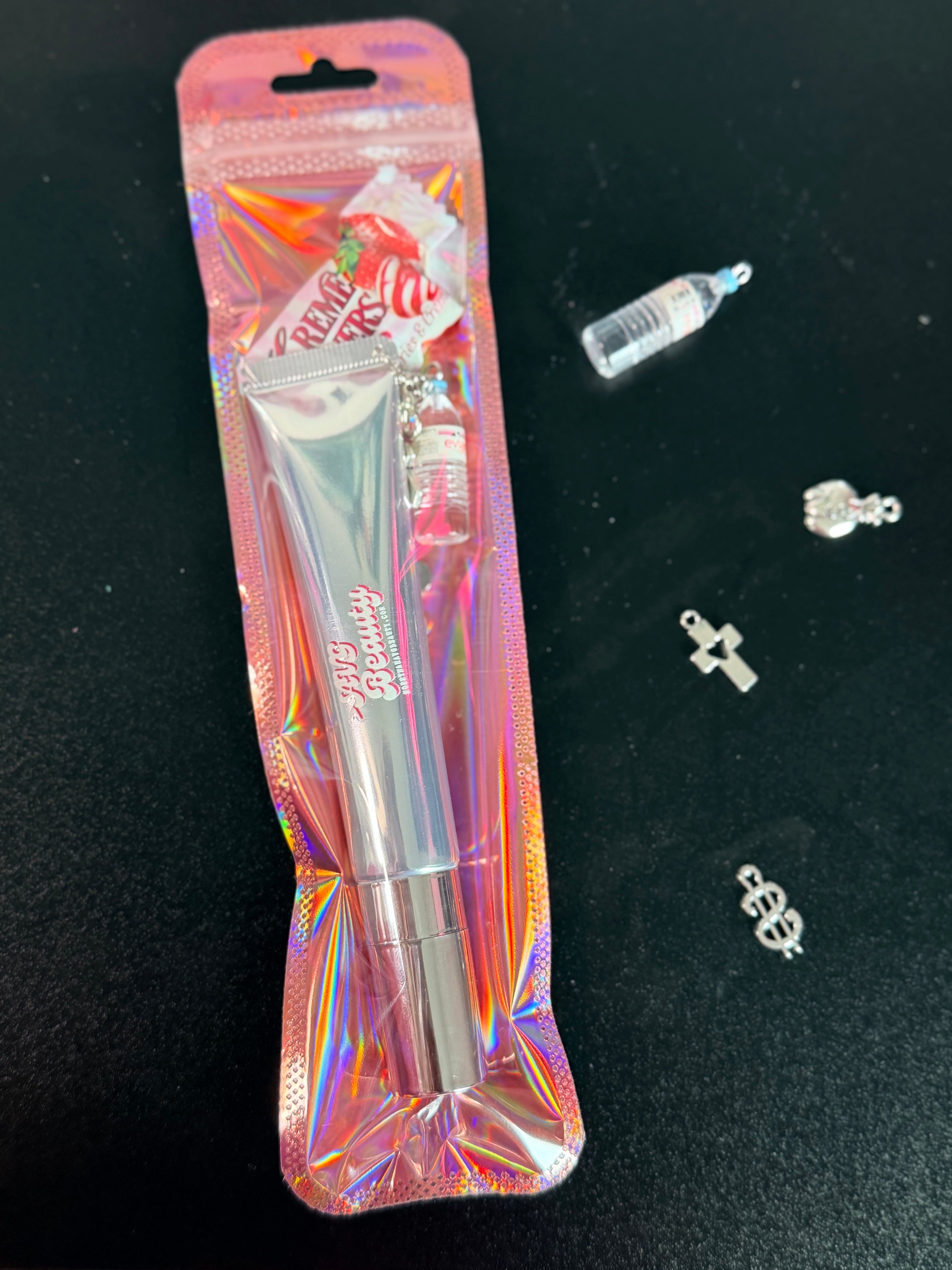 Drink Water. Pray. Gloss. - Charm Keychain with Lip Plumper