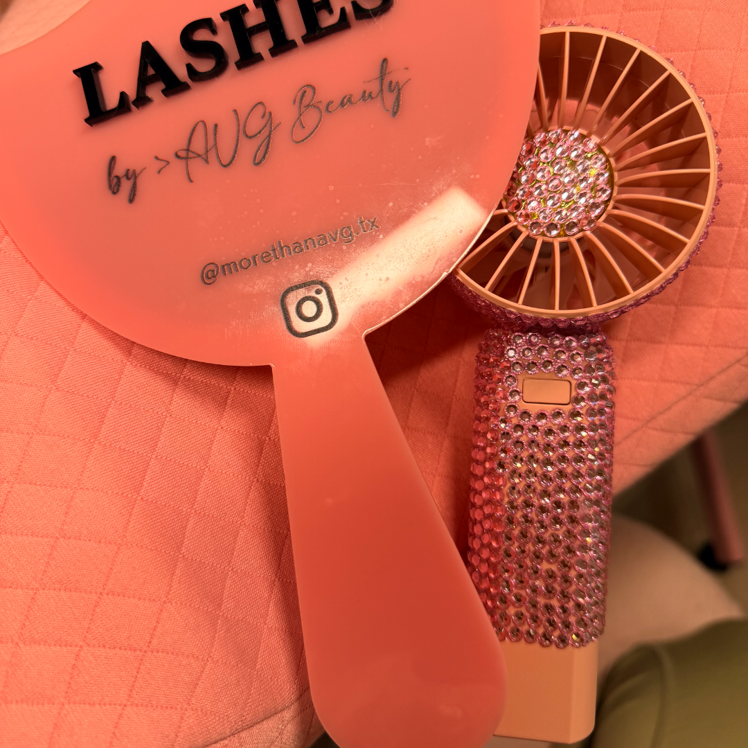 Bedazzled Handheld Fan - Pink