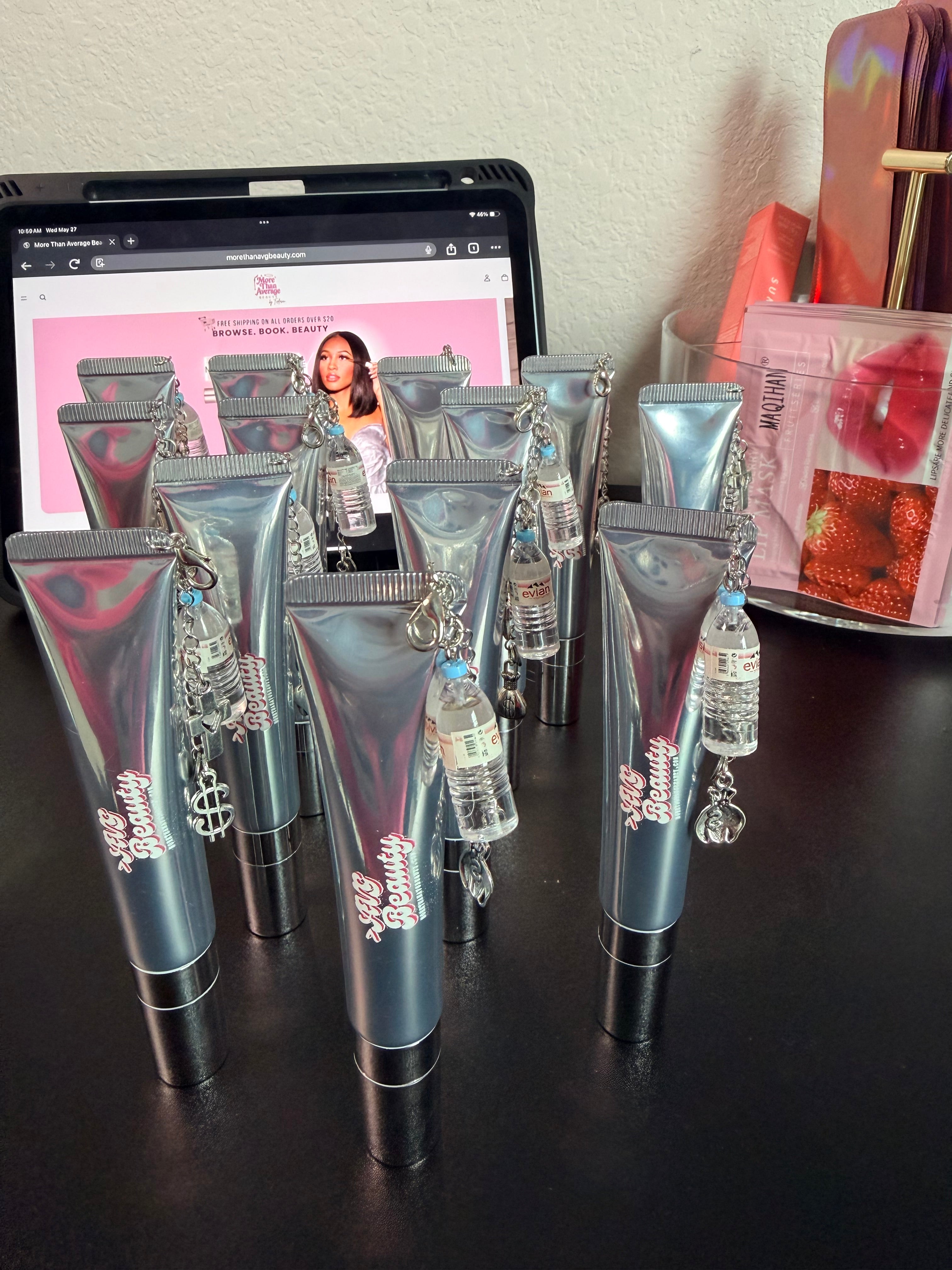 Drink Water. Pray. Gloss. - Charm Keychain with Lip Plumper