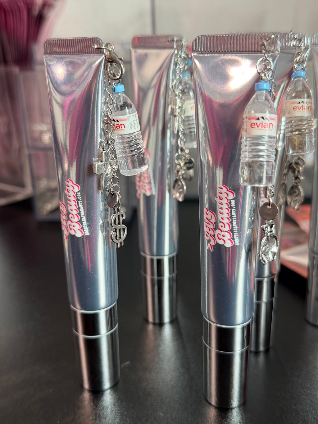 Drink Water. Pray. Gloss. - Charm Keychain with Lip Plumper